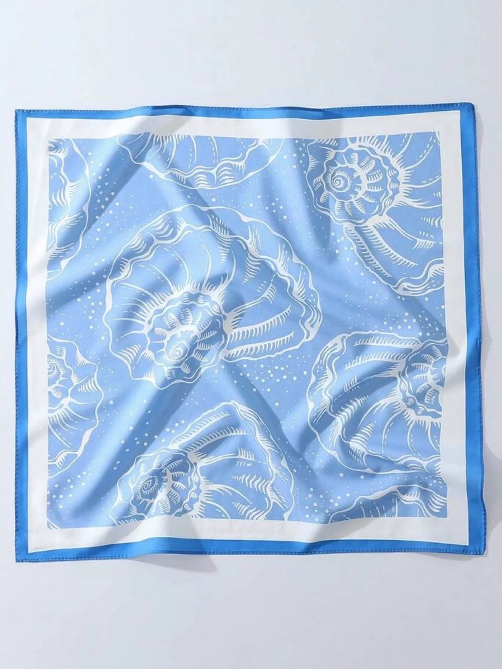 New! Coastal Preppy Colorful Blue Shell 17” Hair Neck Bag Scarf NWOT